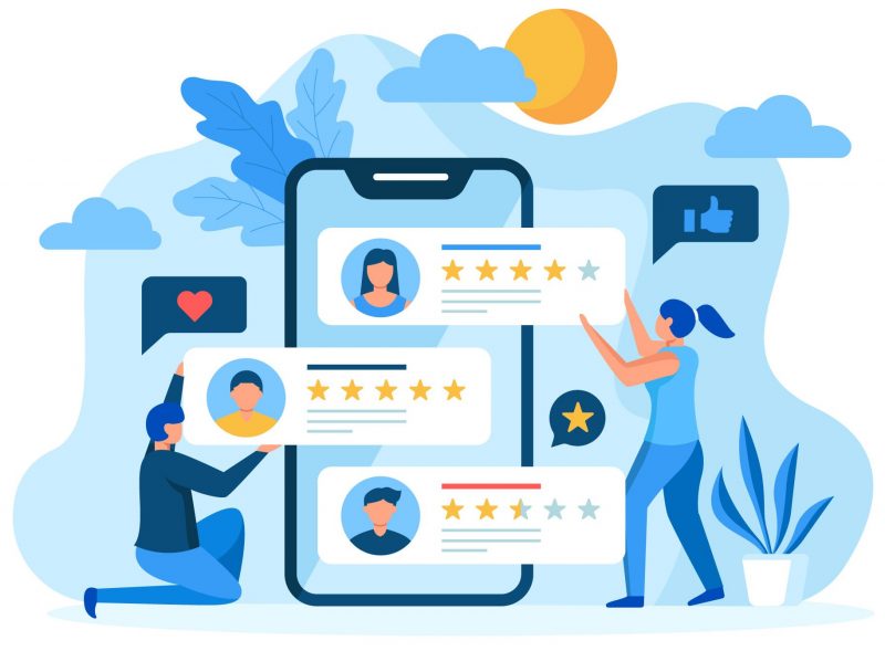 people giving reviews illustration